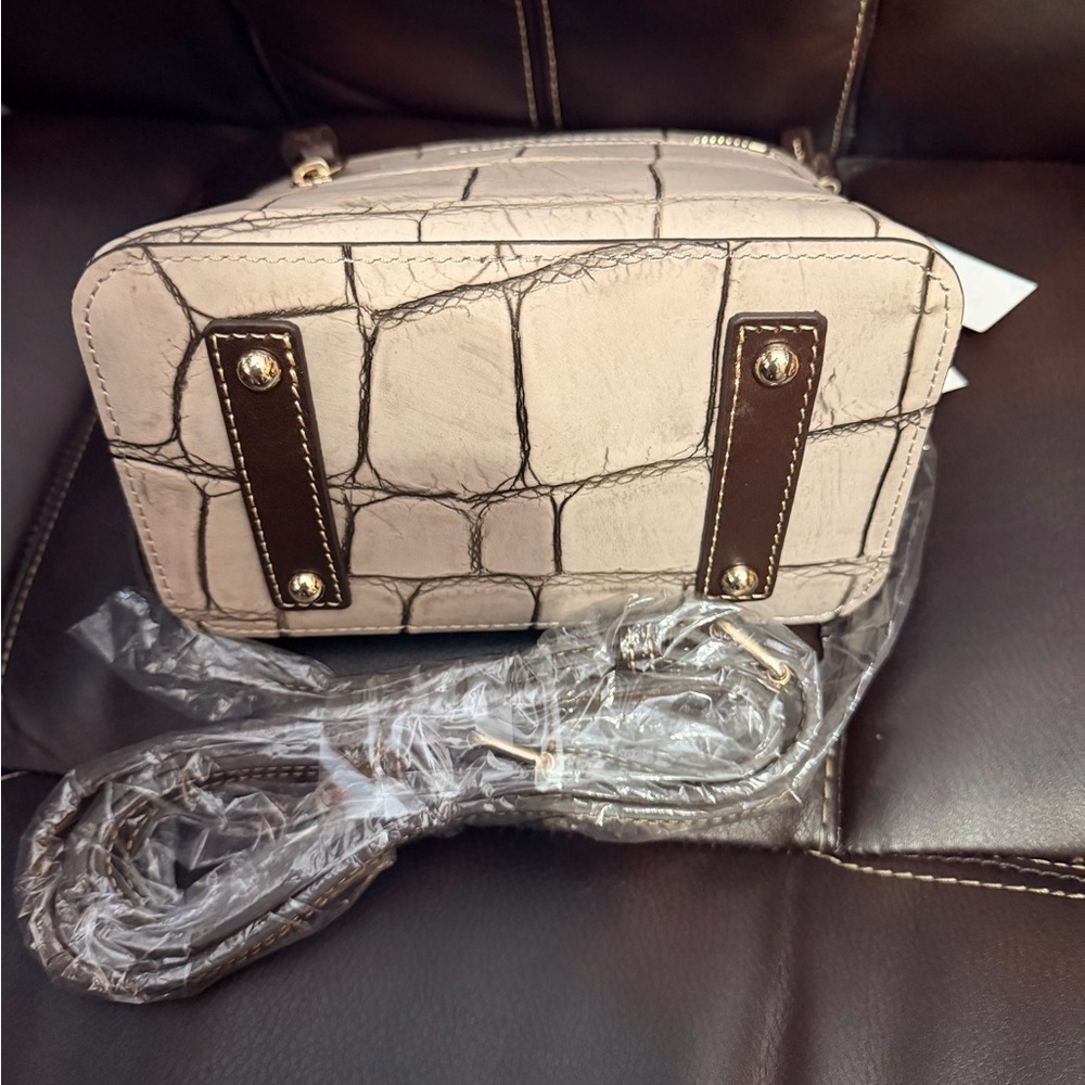 Dooney & Bourke Croc-Embossed Mini Crossbody in Pale Pink with Gold Hardware - Picture 3 of 3